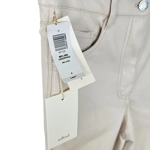 Aritzia Wilfred The Melina Pant Cropped Size 4 High Rise Vegan Leather Pale Pink - Picture 3 of 8